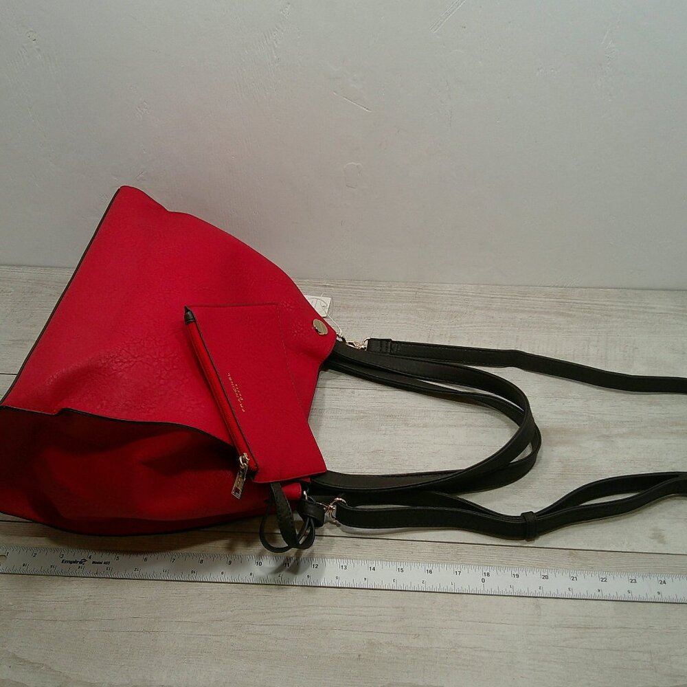 Francinel Paris Cherry Red & Brown Leather Satchel Purse | Pocketbook New w/tags - Picture 9 of 15